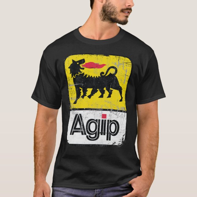 Camiseta Logotipo de lubrificantes AGIP 1968 - 1998 Versão  (Frente)