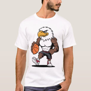 Camiseta Logotipo de Mascote de Basquete Águia Forte Design