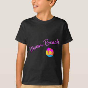 Camiseta Logotipo de Miami-Beach-sun-palms-pink