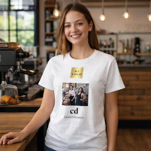 Camiseta Logotipo de monograma de nome de foto empresarial