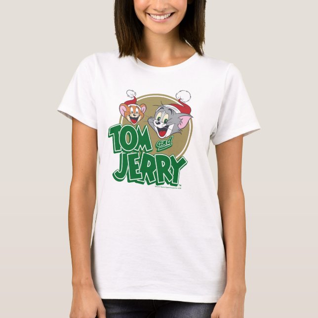 Camiseta Logotipo de Natal de Tom e Jerry (Frente)