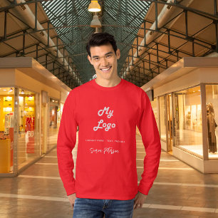Camiseta logotipo de negócios vermelho assinatura nome