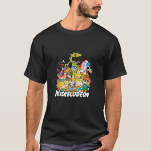 Camiseta Logotipo de Nickelodeon com Todos os Caracteres Em