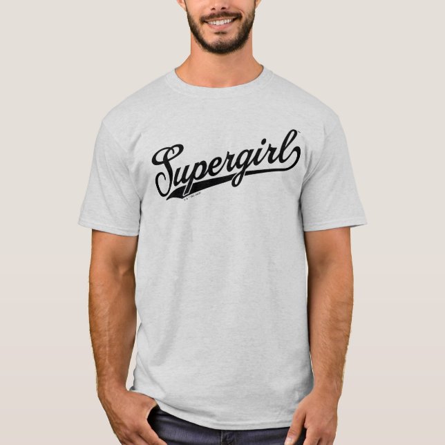 Camiseta Logotipo de nome completo da Supergirl Baseball (Frente)