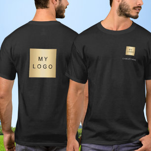 Camiseta Logotipo de nome de equipe preto e branco negócios