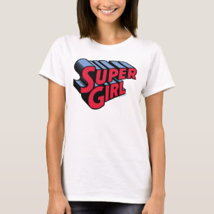 Camiseta Logotipo de nome empilhado da Supergirl vermelha e