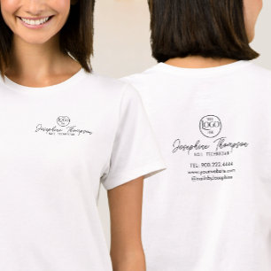 Camiseta Logotipo de Salão de Unhas Preto Moderno Script
