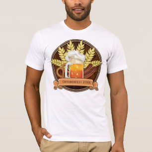 Camiseta Logotipo de salsicha de cerveja Oktoberfest, madei