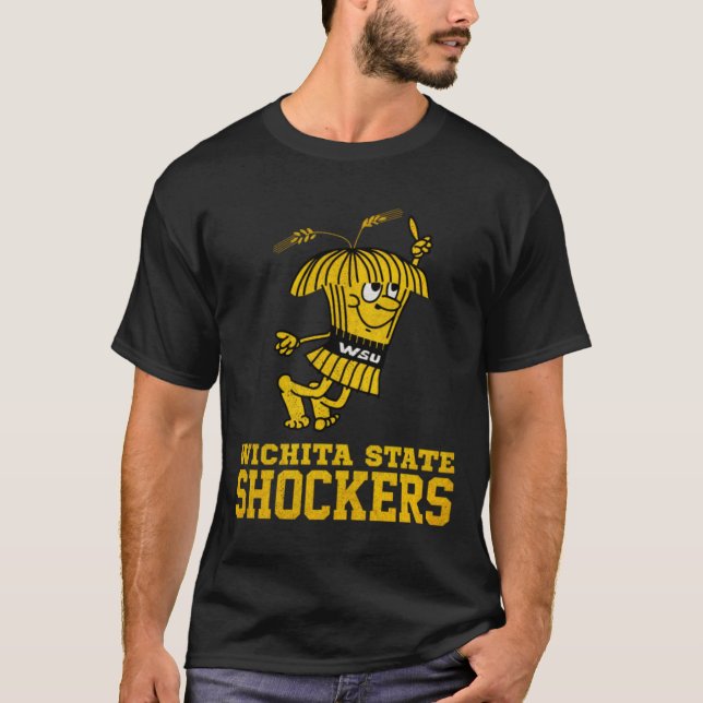 Camiseta Logotipo de Shockers Estaduais Retro Wichita (Frente)