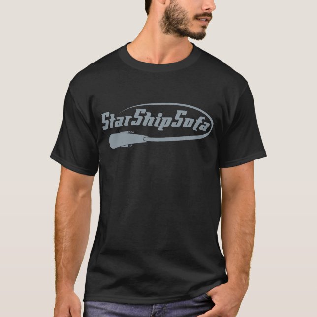 Camiseta Logotipo de StarShipSofa no preto (Frente)