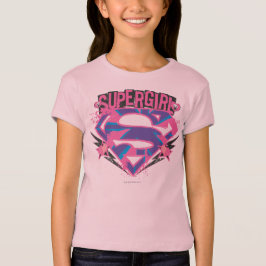 Camiseta Logotipo de Supergirl Pink e Purple Grunge