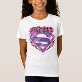 Camiseta Logotipo de Supergirl Pink e Purple Grunge