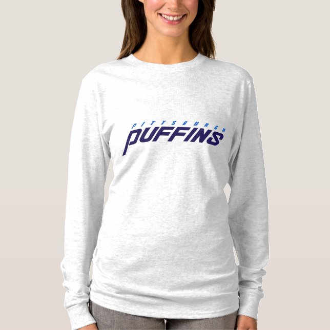 Camiseta Logotipo de texto do Pittsburgh Puffins (Frente)