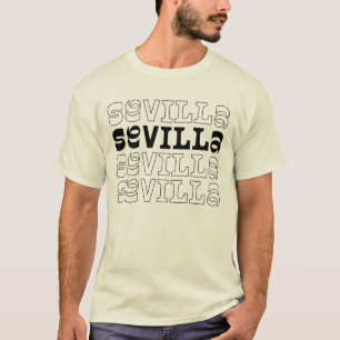 Camiseta logótipo de tipografia repetida da cidade espanhol