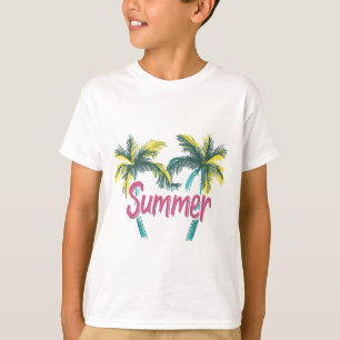 Camiseta Logotipo de verão - Palmas de verão com vibrações 