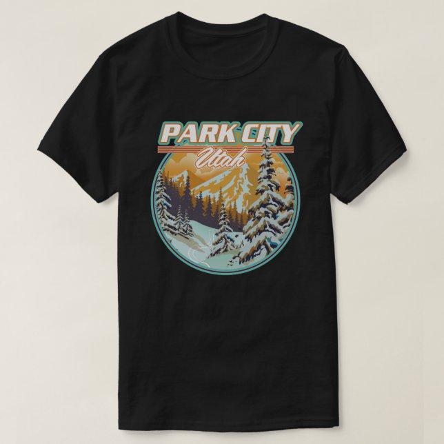 Camiseta Logotipo de Viagem de Park City Utah (Frente do Design)