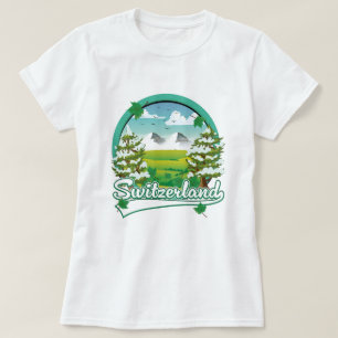 Camiseta logotipo de viagem retrô da Suíça