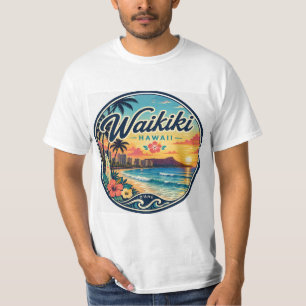 Camiseta Logotipo de Viagem Retro Waikīkī Hawaii