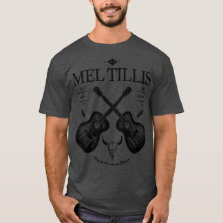 Camiseta Logotipo de Vintagem do Violão Acústico Mel Tillis