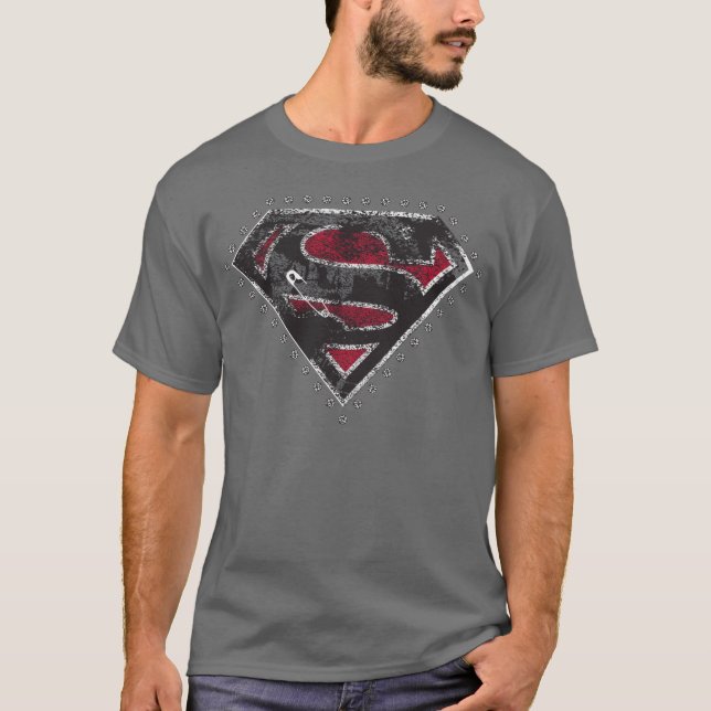 Camiseta Logotipo Distante da Supergirl Preto e Vermelho (Frente)