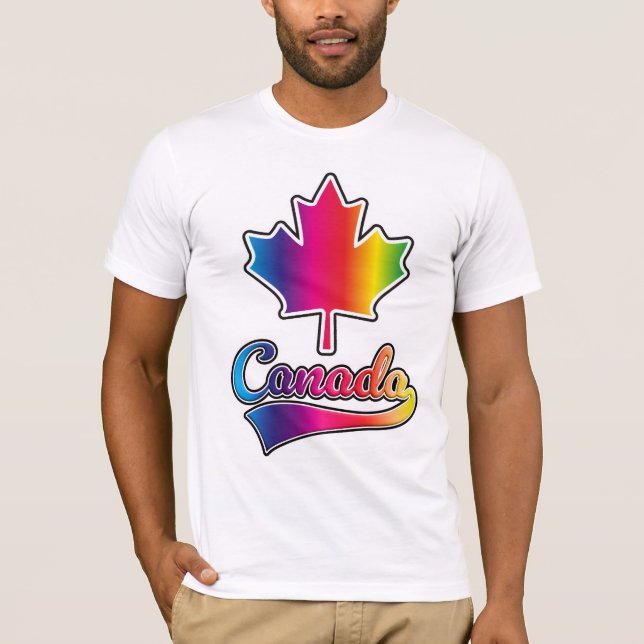 Camiseta Logotipo do arco-íris do Orgulho do Canadá (Frente)