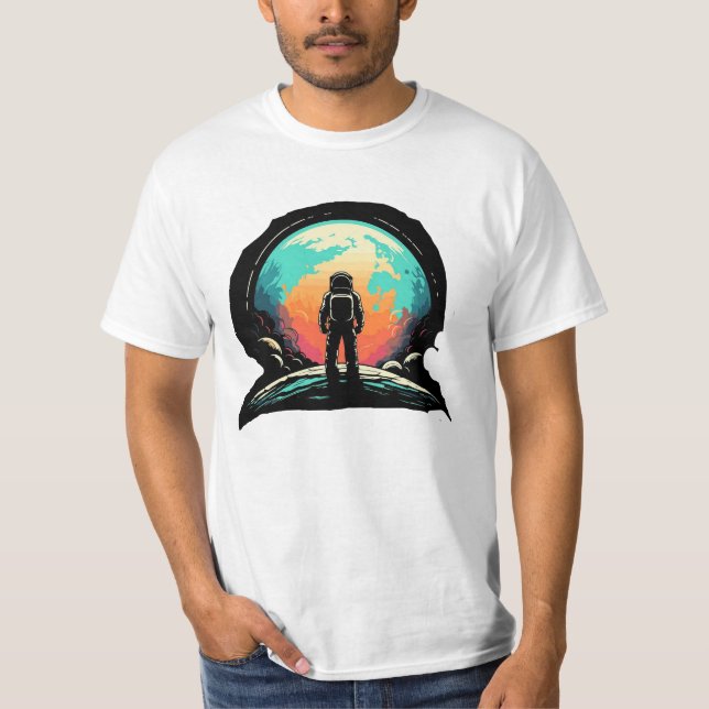 Camiseta Logotipo do Astronauta do Mundo do Espaço Exterior (Frente)