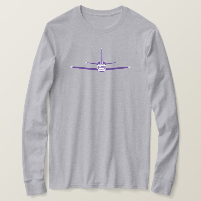 Camiseta Logotipo do avião IL Evanston Illinois (Frente do Design)