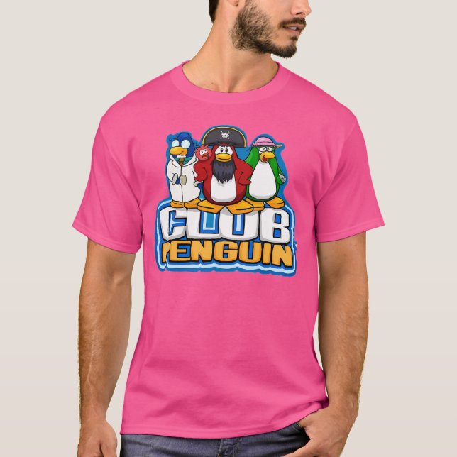 Camiseta Logotipo do Club Penguin com caracteres (Frente)