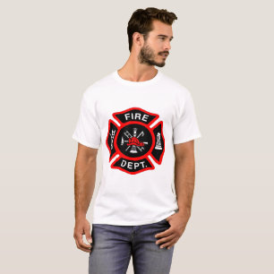 Camiseta Logótipo do Departamento de Bombeiros, Crachá Negr