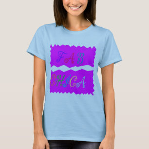 Camiseta Logotipo do Fab Chica misturado com letras colorid