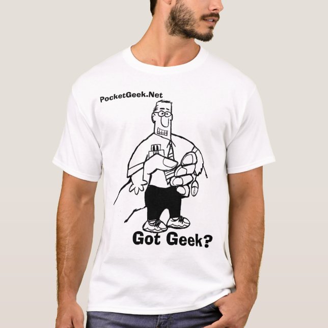 Camiseta Logotipo do geek do bolso sem redução, obtido o (Frente)