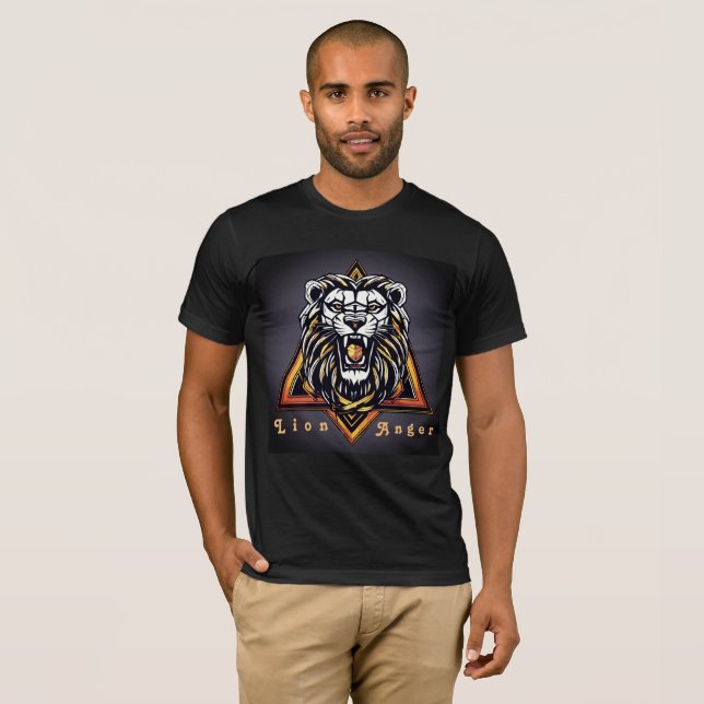 Camiseta Logótipo do Lion Geométrico em Estilo - T-sh Preto (Frente Completa)