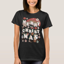 Camiseta Logotipo do Merry Christmas retro groovy