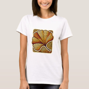 Camiseta Logotipo do mosaico retrô do diafragma Ginkgo Leaf