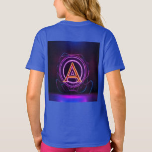 Camiseta Logotipo do mundo digital neon com a letra 'A'