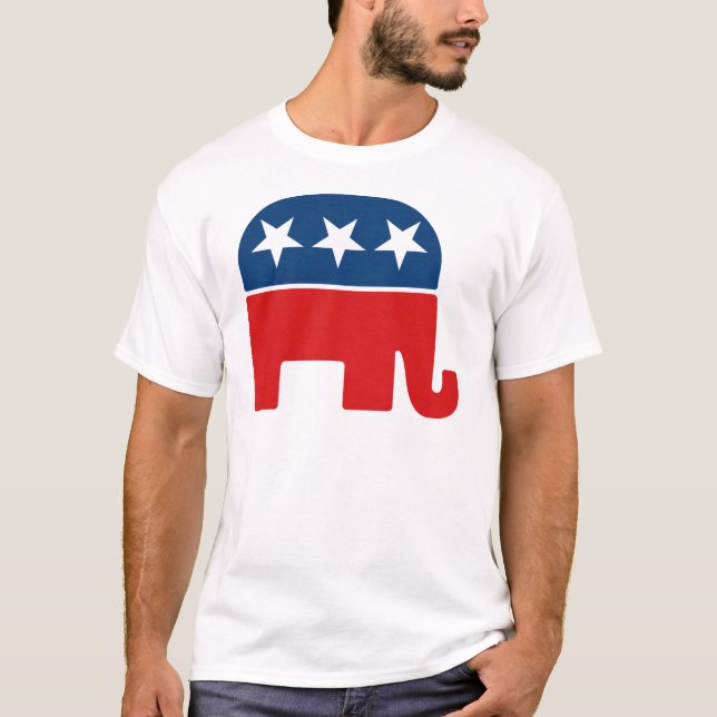 Camiseta Logotipo do Partido Republicano - Elefante GOP (Frente)