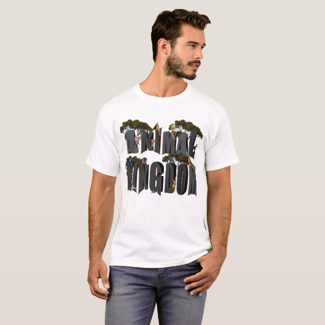 Camiseta Logótipo Do Reino Animal Com Animais, (Frente Completa)