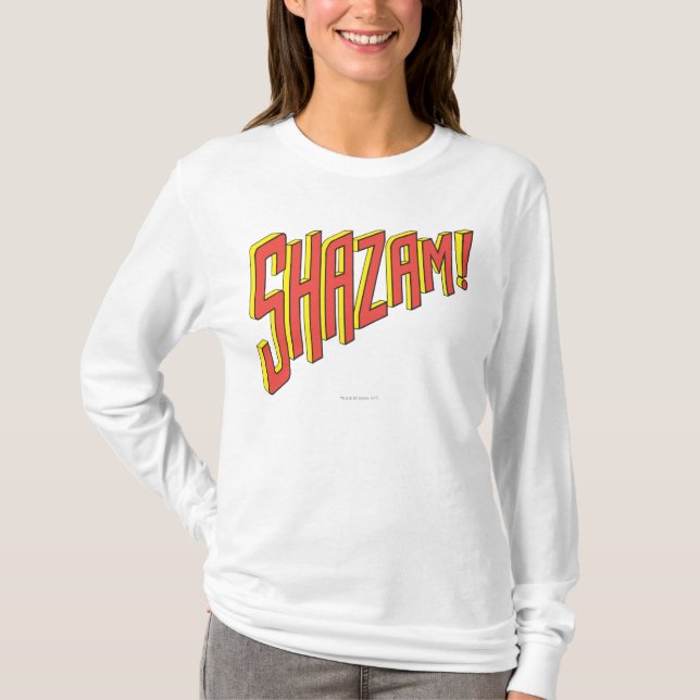 Camiseta Logotipo do Shazam Vermelho/Amarelo (Frente)