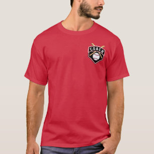Camiseta ⚾ Logotipo do treinador de beisebol em vermelho 