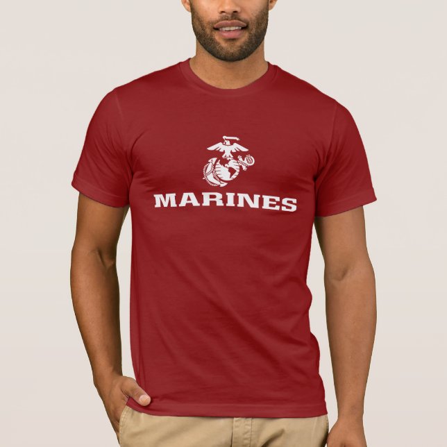 Camiseta Logotipo do USMC empilhado - branco (Frente)