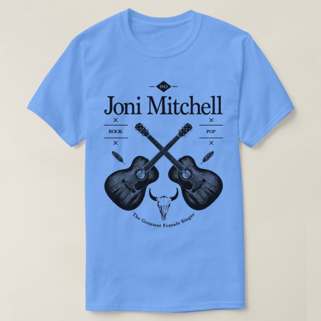 Camiseta Logotipo do violão acústico Joni Mitchell (Frente do Design)