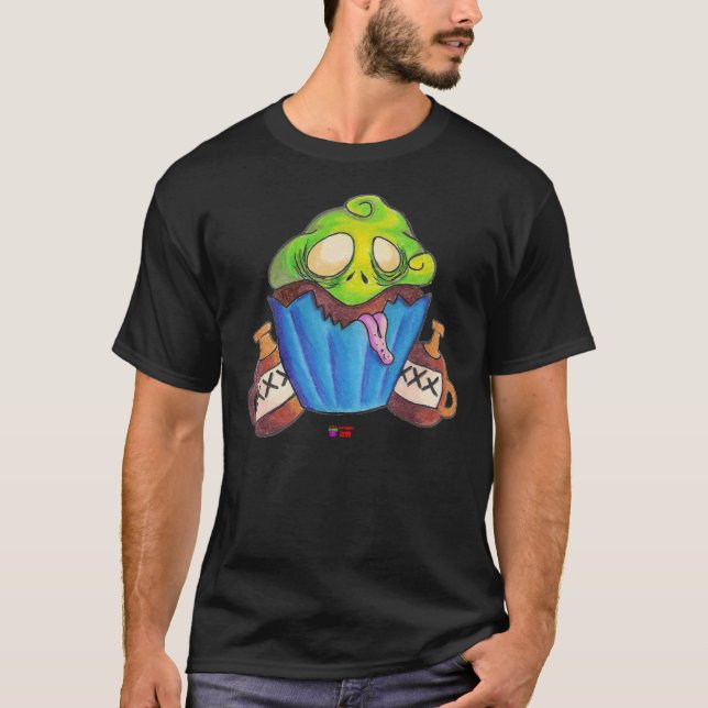 Camiseta Logotipo dos cupcakes do zombi (Frente)