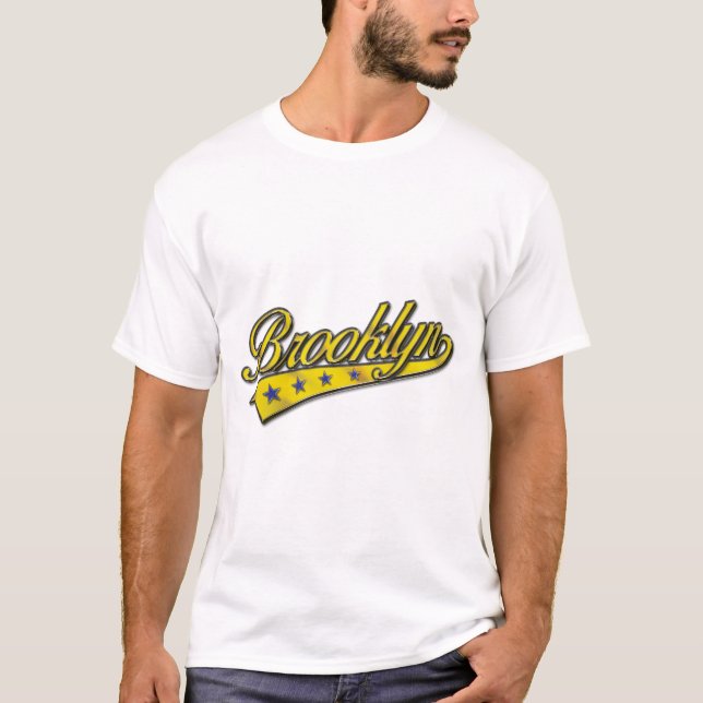 Camiseta Logotipo Dourado do Brooklyn em relevo (Frente)