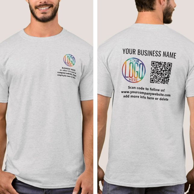Camiseta Logotipo e código QR da empresa impresso no verso  (Criador carregado)