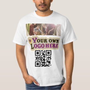 Camiseta Logotipo e código QR da foto