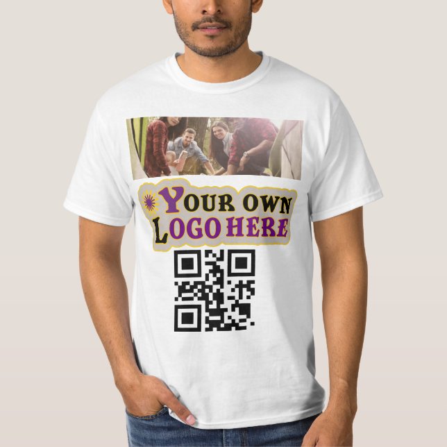 Camiseta Logotipo e código QR da foto (Frente)