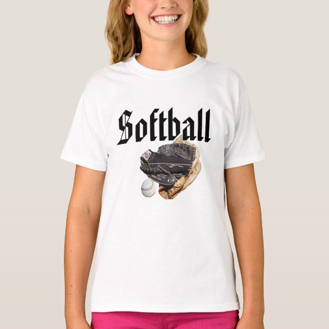 Camiseta Logotipo E Luvas De Softball, (Frente)