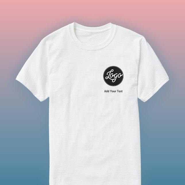 Camiseta Logotipo e Texto simples para empresa (Zazzle Simple Logo and Text Company Business Corporate Employee Custom T-Shirt Personalized Gifts)