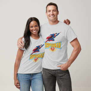 Camiseta Logotipo e voo do Super-Homem