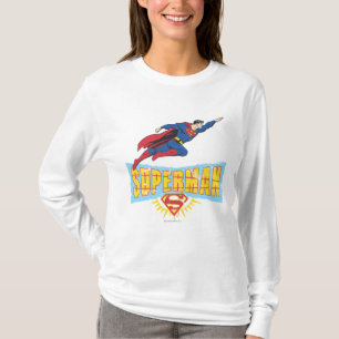 Camiseta Logotipo e voo do Super-Homem